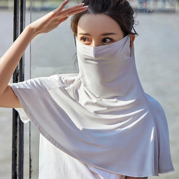 Écharpes femmes UV Protection Cou Swarf Masque facial de soie couvre