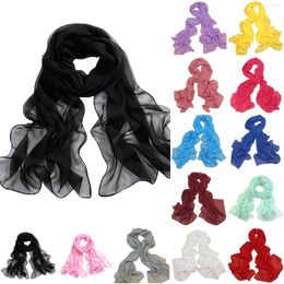 Sjaals vrouwen warme dames solide kleur chiffon zijden sjaal candy plaid ontwerper