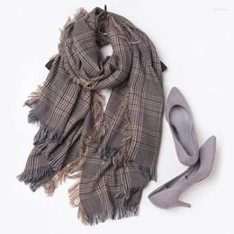 Écharpes femmes hiver Style britannique Tartan Plaid laine écharpe femme chaud doux cachemire Pashmina châle enveloppes Bufandas 2024