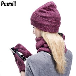 Écharpes Femmes Chapeaux D'hiver Foulards Gants Kit Mode Tricoté Plus Velours Chapeau Écharpe Ensemble Pour Homme Femme 3 Pièces/ensemble Bonnets Écharpe Gant 230904