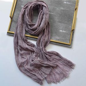 Foulards femmes hiver couleur unie lavé coton lin écharpe Super longue femme mode cou chaud Bufandas Foulard