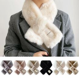 Sjaals vrouwen winter dikker pluche bont sjaal vaste snoep kleur kraag hek nek warmer schouders haalt gebreid lang super warm