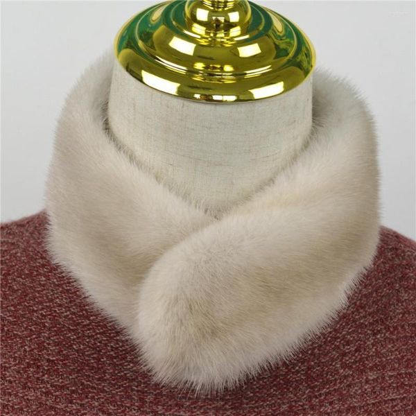 Écharpes femmes hiver chaud véritable vison écharpe épaissir doux pleine fourrure fourrure silencieux accessoires féminins