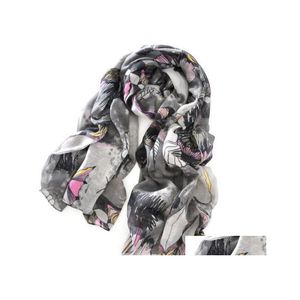 Bufandas para mujer bufanda floral estilo bohemia pashmina flores estampado foard ladys vestido de cuello chal envuelve sarf gris entrega de gota moda dhfdt