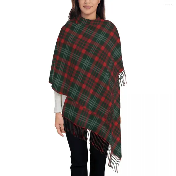 Foulards Femmes Écharpe Garder Au Chaud Rouge Vert Tartan Chapeaux Avec Long Gland Mode Casual Châle Wraps Hiver Personnalisé Bandana