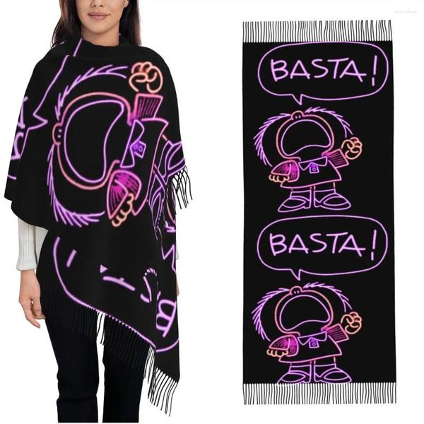 Foulards Femmes Gland Écharpe Mafalda Neon Basta Grand Hiver Chaud Châle Wrap Mignon Quotidien Porter Pashmina