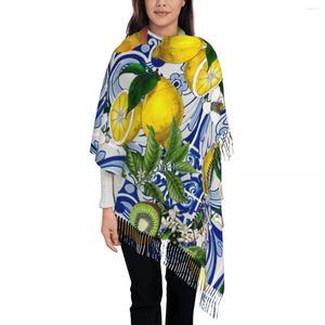 Sjaals Dames Kwastje Sjaal Mediterrane Citroen Keramische Tegels Lange Winter Herfst Sjaal Wrap Anime Cartoon Dagelijkse slijtage Pashmina