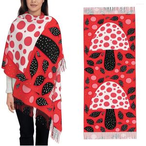 Sjaals Dames Kwastje Sjaal Yayoi Kusama Stijl Gestippelde Paddestoel Moderne Kunst Grote Winter Herfst Sjaal En Wrap Geschenken Kasjmier