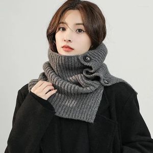 Écharpes en laine contenant de l'acrylique, col haut, Version sud-coréenne, protection polyvalente et chaude du cou, fausse écharpe tricotée, châle d'hiver