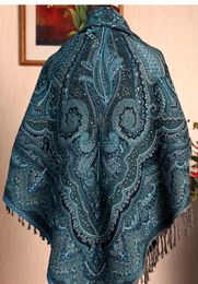 Sjaals Wol Grote Vierkante Sjaal Geïmporteerd uit India Vergroot en verdikt Veelzijdige Blauwe Cape Gedrapeerde Deken 145-145cm