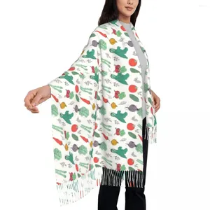 Sjaals wereld vegetarische dag memes sjaal vrouwen groenten groot met kwast herfst y2k cool sjaal wraps houd warme aangepaste bandana