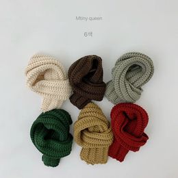Scarves Wraps Autumn Winter Children Scarf Knitted Cotton Solid Warm Thick Scarf Korean Style Stretch Soft Infant Scarf 231113