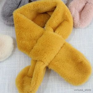 Sjaals wraps children boys girls winter warm dikke dikke kraag sjaal sjaal vaste kleur faux konijn fur pluche schattige shl sjaals