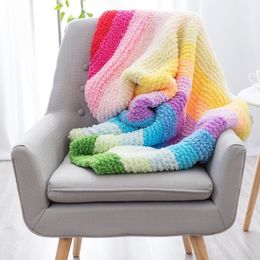 Sjaals wraps hand geweven airconditioning deken Diy afgewerkte baby quilt herfst en winter koraal fluweel sofa kussen sjaals sjaal 230311