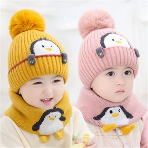 Écharpes Enveloppes Chapeaux Écharpes Gants Ensembles Tout-petits Enfants Chaud Bonnet En Tricot Et Écharpe Ensemble Hiver Dessin Animé Snood Bonnet Kit Bébé Garçon Fille Cache-Cou Mignon Skullies