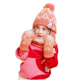 Bufandas envuelve sombreros bufandas guantes conjuntos invierno niños bufanda guante niños dibujos animados animal copo de nieve y bebé al aire libre cálido terciopelo gorros gorra 220921