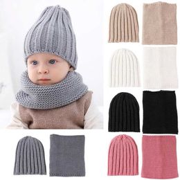 Sjaals wraps sjaals schattige en schattige jongen/meisje garen gebreide winter warme bonen hoed zachte baby hoed sjaal herfst warme nek kraag kinderboon set wx5.29