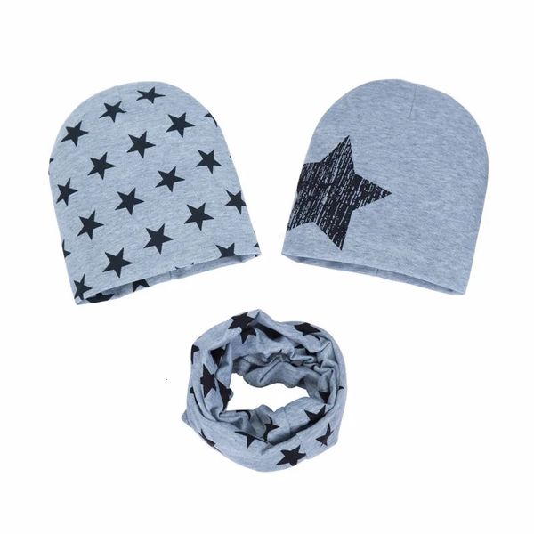 Foulards Wraps Printemps Automne Motif Étoile Coton Bonnets Costume pour Bébé Garçon Fille 0-3 Ans Enfants Cap 4-12 Ans Enfant Foulard Chapeau Écharpe Ensemble 231017