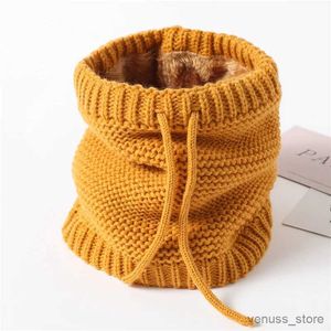 Sjaals wraps unisex herfst winter nieuwe gebreide ring nek dekking sjaalkinderen verdikte fleecing drstring halsdoek vrouwen mannen decoratie