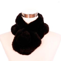 Sjaals ZY86006 2023 Winter Winter Women and Girls Fashion Lovely Knitted Real Fur met een Pomponneck Scarf Accessory Rings