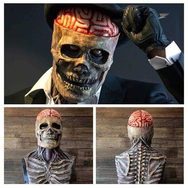 Scary Bloody Dead Zombie Head Mask Látex espeluznante Halloween Disfraz de calavera Masca de calavera Cosplay Horror Horror Props Bloody Disfraz HKD230810