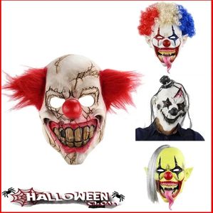 Máscara de payaso aterrador, accesorios de Halloween, máscara de fiesta de carnaval, payaso Horrible, máscara de payaso demonio de látex para hombres adultos