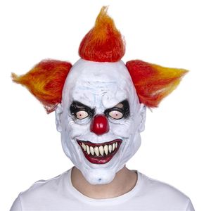 Effrayant masque de clown maléfique masque en caoutchouc latex costume d'halloween masque de clown avec cheveux pour adultes 218Y