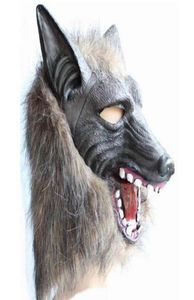 Effrayant latex de fourrure entièrement en tête au-dessus de Wolf masque effrayant Halloween Cosplay Masquerade Fancy Dishot Up Theatre Costume Adult Masks Props 3027743