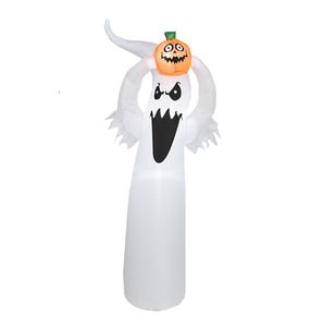 Enge Halloween opblaasbare spook-pumpkin combinatie feestdecoratie LED-lichten blazen indoor outdoor gazon feestelijke sfeer deoc 5.9ft wit op