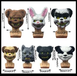 Effrayant Halloween Lapin Lapin Masques Effrayant Spooky Peluche Animal Panda Ours Coiffe Masque Mascarade Partie Cosplay Horriable Props VT7085926