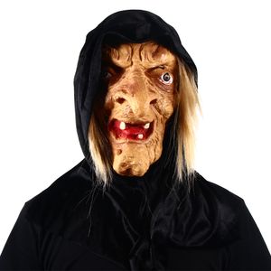 Enge Oude Heks Masker Latex met Haar Halloween Fancy Dress Grimas Party Kostuum Cosplay Maskers Props Volwassen
