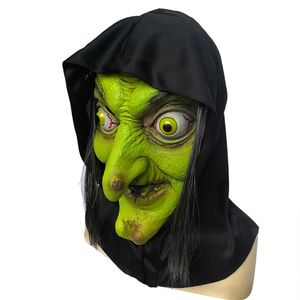 Eng oud heksenmasker pompoenhoofddeksel Latex met haar Halloweenkostuum Grimas Feestkostuum Cosplay Maskers Rekwisieten Eén maat voor volwassenen
