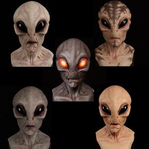 Enge Silicone Face Mask Realistische Alien UFO Extra Terrestrial Party ET Horror Rubber latex Volledige maskers voor Halloween -kostuumfeest Funny Prop Toys