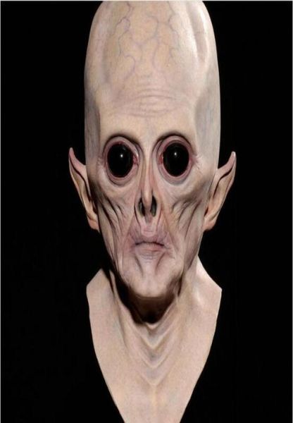 Máscara facial de silicona aterradora, alienígena realista, OVNI, fiesta extraterrestre y látex de goma de terror, máscaras completas para fiesta de disfraces5532489