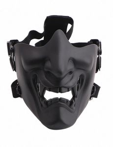 Effrayant Souriant Ghost Half Face Mask Forme réglable Tactical Headwear Protection Halloween Costumes Accessoires AVAE8928888