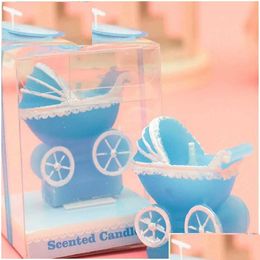 Bougie parfumée 10 pcs mignon mini créatif Pram bébé anniversaire enfant chariot gâteau cupcake topper gouttes de fête