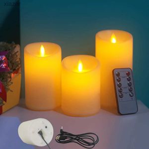 Bougies parfumées 3 pièces / ensemble de bougies LED électriques sans flamme rechargeables USB avec des bougies de pilier à distance pour la décoration de la décoration de la maison WX