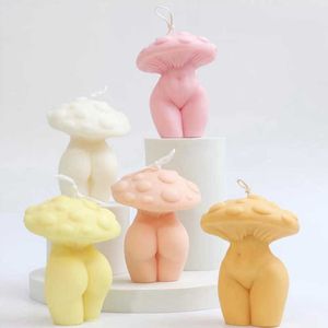 Bougie parfumée 3D homme femme champignon corps bougie moule maison bougie parfumée fabrication bricolage tête de champignon corps humain silicone bougie moule fournitures Z0418