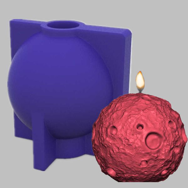 Bougie parfumée 3D en forme de lune, moule à bougie en Silicone, décoration d'éclairage domestique, plâtre parfumé, moule fait maison, outils de fabrication artisanale pour cadeaux sympas Z0418