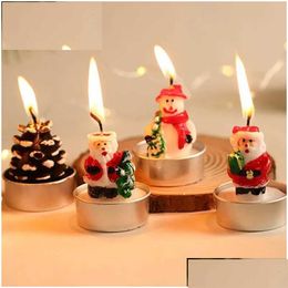 Geurende kaars 3 stks kerstkaarsen Santa Claus Snowmen Tin Cans Decorations voor huis mini Navidad jaar drop levering tuin decor dhhmv