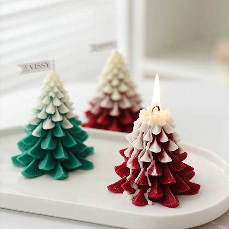 شمعة معطرة شجرة عيد الميلاد الثلج يلة شمعة المنزل ديكور رومانسية المصنوعة يدويا الشموع صنع عيد الميلاد سانتا شمعة هدايا عيد الميلاد p230412
