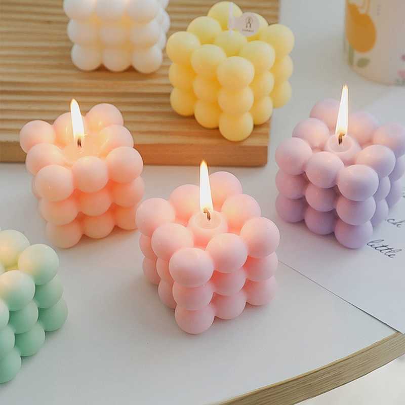 Scented Candle Creative Bubble Cube Candle Square Mini Scented Candles Wedding Souvenir Party Home Decoration Photo Props Birthday Gift P230412