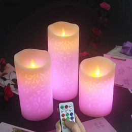 Bougie parfumée Dance Flame LED Candle avec RVB Remote Control Wax Pilier Candle pour décoration de mariage Light Night / Atmospheric Light / Home Decoration.Wx