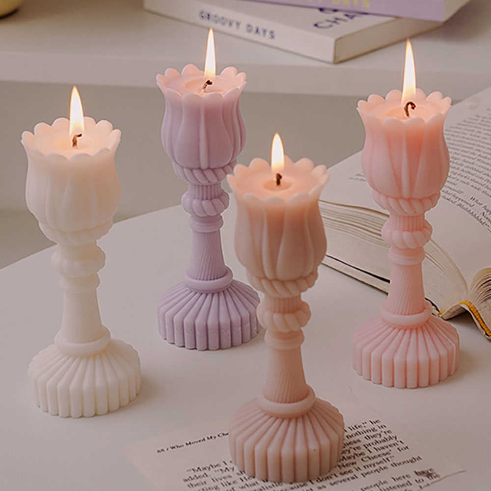 Doftande ljus handgjorda tulpanljushållare form doftljus aromdekoration bröllop souvenir födelsedagspresent dekoration för hemljus P230504