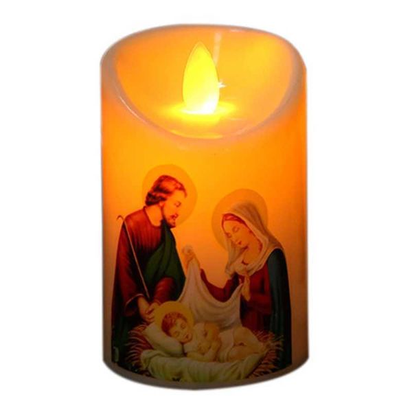 Vela perfumada Jesucristo Velas Lámpara LED Tealight Luz de pilar romántica Funciona con pilas Vela electrónica sin llama creativa velas hogar P230412