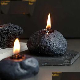 Vela de vela perfumada Velas de forma de piedra molde de geometría negra moldes fragance estilo nórdico decoración del hogar mod de horneado entrega de entrega jardín f dhypg