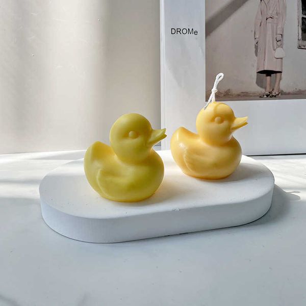 Bougie parfumée Trois Dimensions Petit Canard Jaune Aromathérapie Bougie De Gypse Moule En Silicone DIY Canard Cristal Colle Résine Moule Fabrication De Bougies Z0418