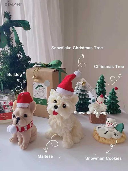 Vela perfumada West Highland Dog Sitting Bear Buenas noches Aromaterapia Candillas Conjunto de vela de Navidad Decoración con regalos hechos a mano WX