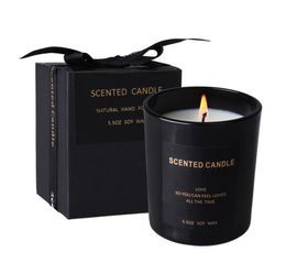 Velas perfumadas Tarro de vidrio negro Pilar de larga duración 30 horas Cera de soja para el hogar Regalos para mujeres Oficina Artículos de viaje románticos Santal4572727