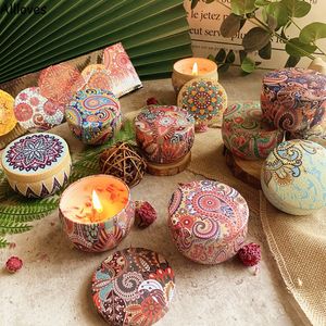 Scented Candles Favors Vintage Flower Candle Jars Soy Wax Fragrance Candle Wedding Birthday Gift Home Decoration CL1731